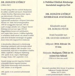 Szoboravatási meghívó